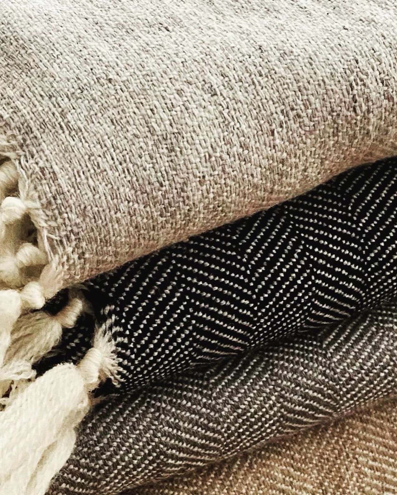 Blanc Sile Fabrics 100% Merino Wool Hand Woven Blanket